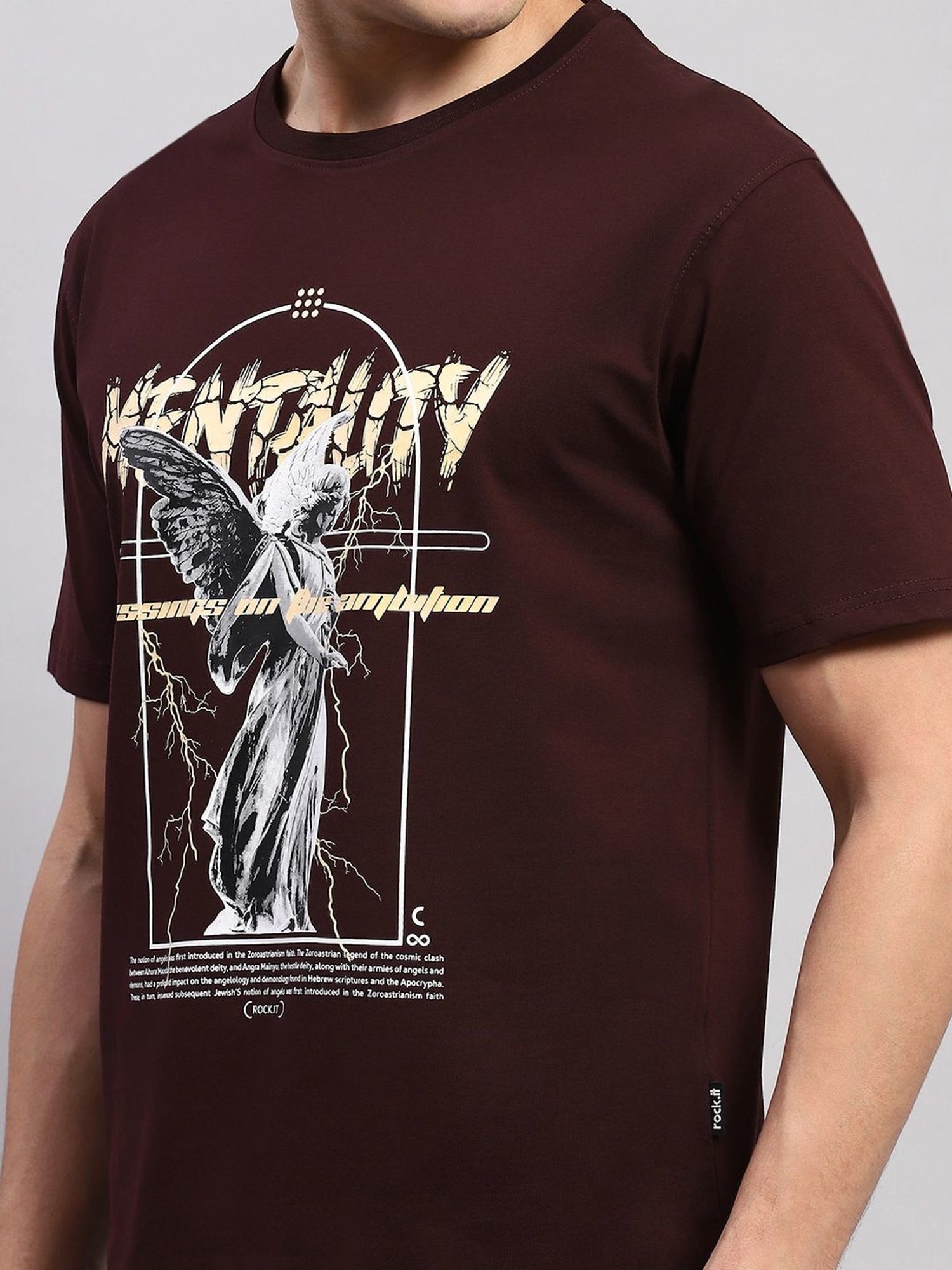 Rock.It Wine Regular Fit Printed T-Shirt