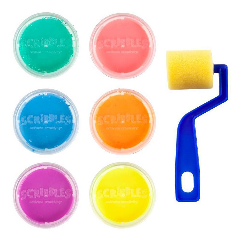 Scribbles 7pc Fabric Finger Paint & Roller Kit - Neon