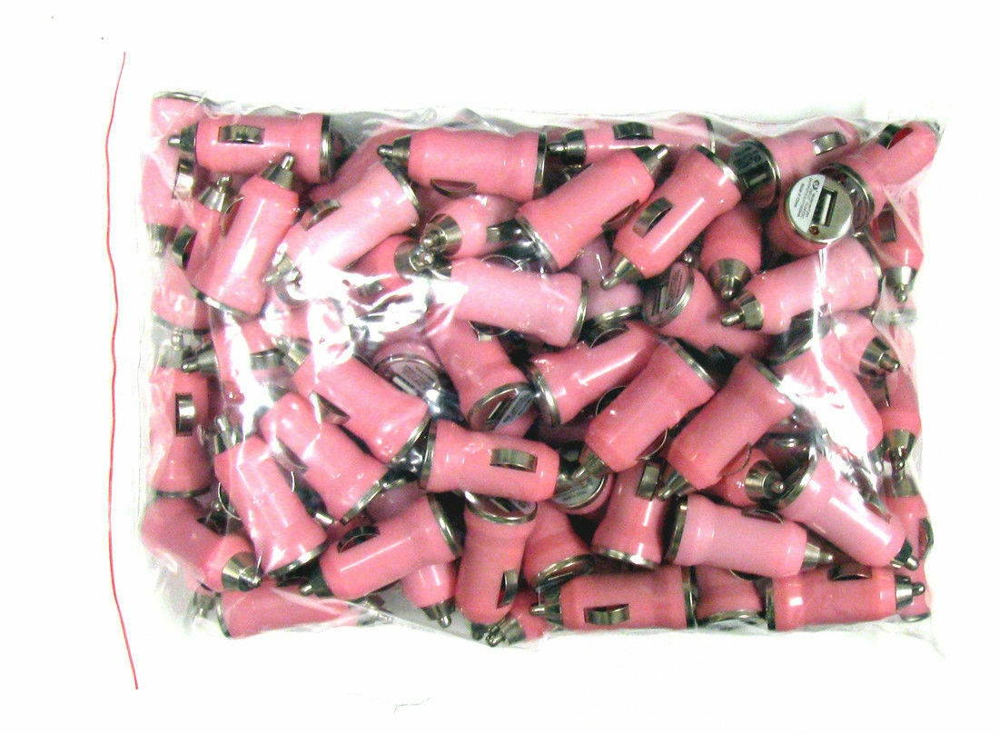 New 100 X USB 1A Car Charger Pink Adapter for  iPhone 4S 5 5S  S6 S7