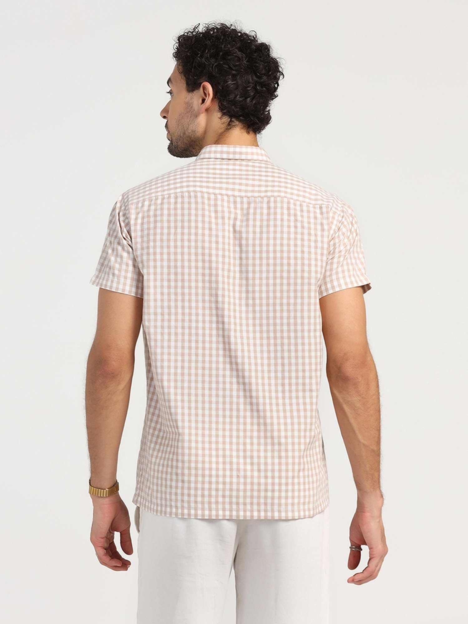 Lela Beige Regular Fit Embroidered Shirt