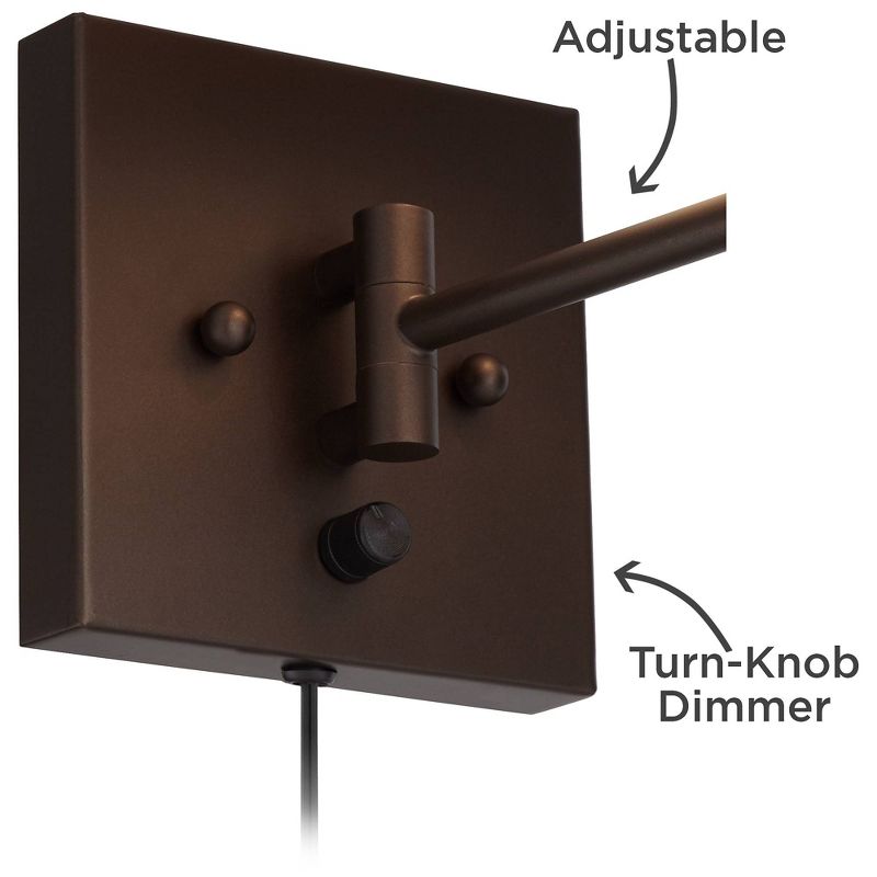 Barnes and Ivy Modern Swing Arm Wall Lamp Antique Brass Plug-In Light Fixture Taupe Fabric Bell Shade Bedroom Living Room Reading