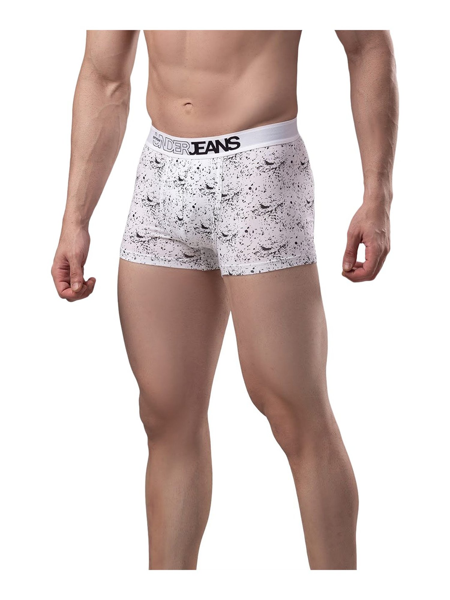 UnderJeans by Spykar White Printed Trunks