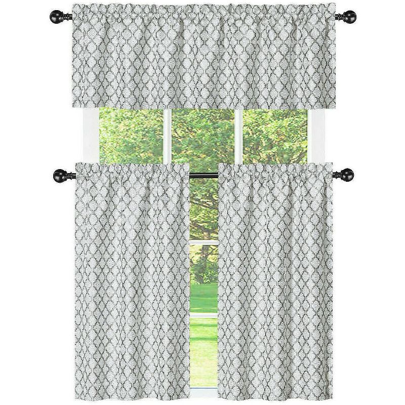 Set of 2 36"x42" Floral Curtain Tiers White/Beige - Threshold™