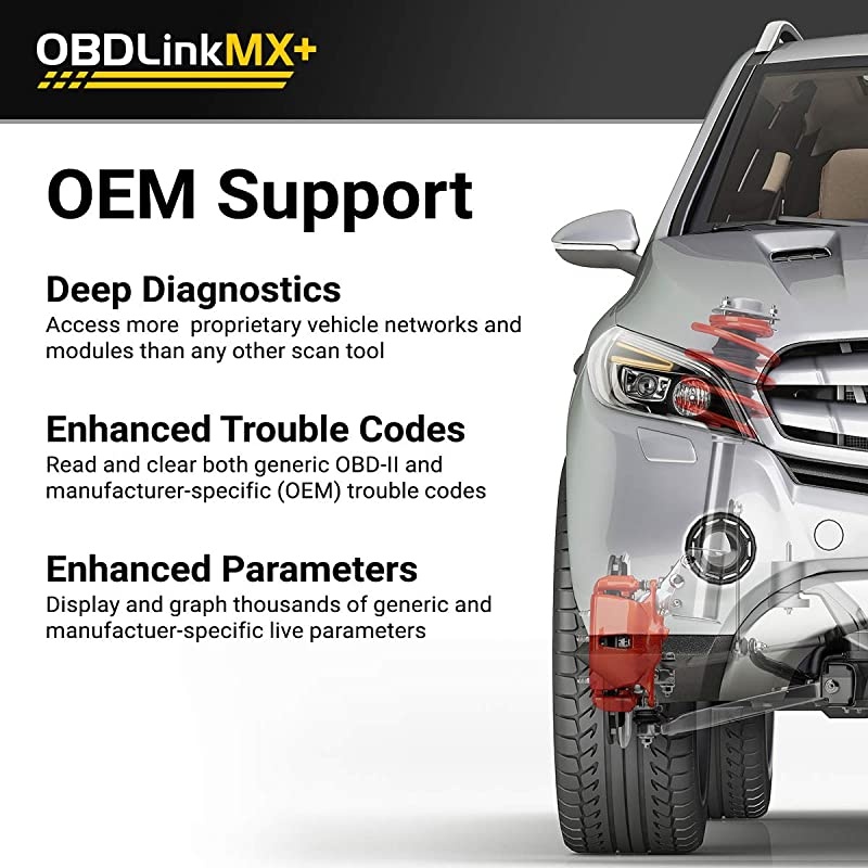 MX+ OBD2 Bluetooth Scanner for iPhone Android and Windows