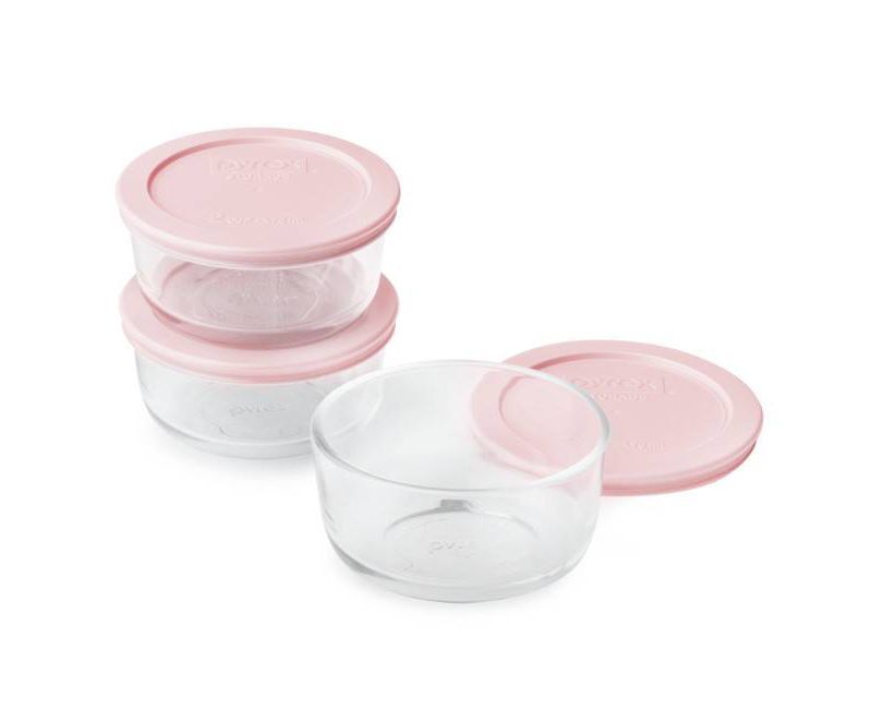 Pyrex 2cup 6pc Round Food Storage Container Set Pink