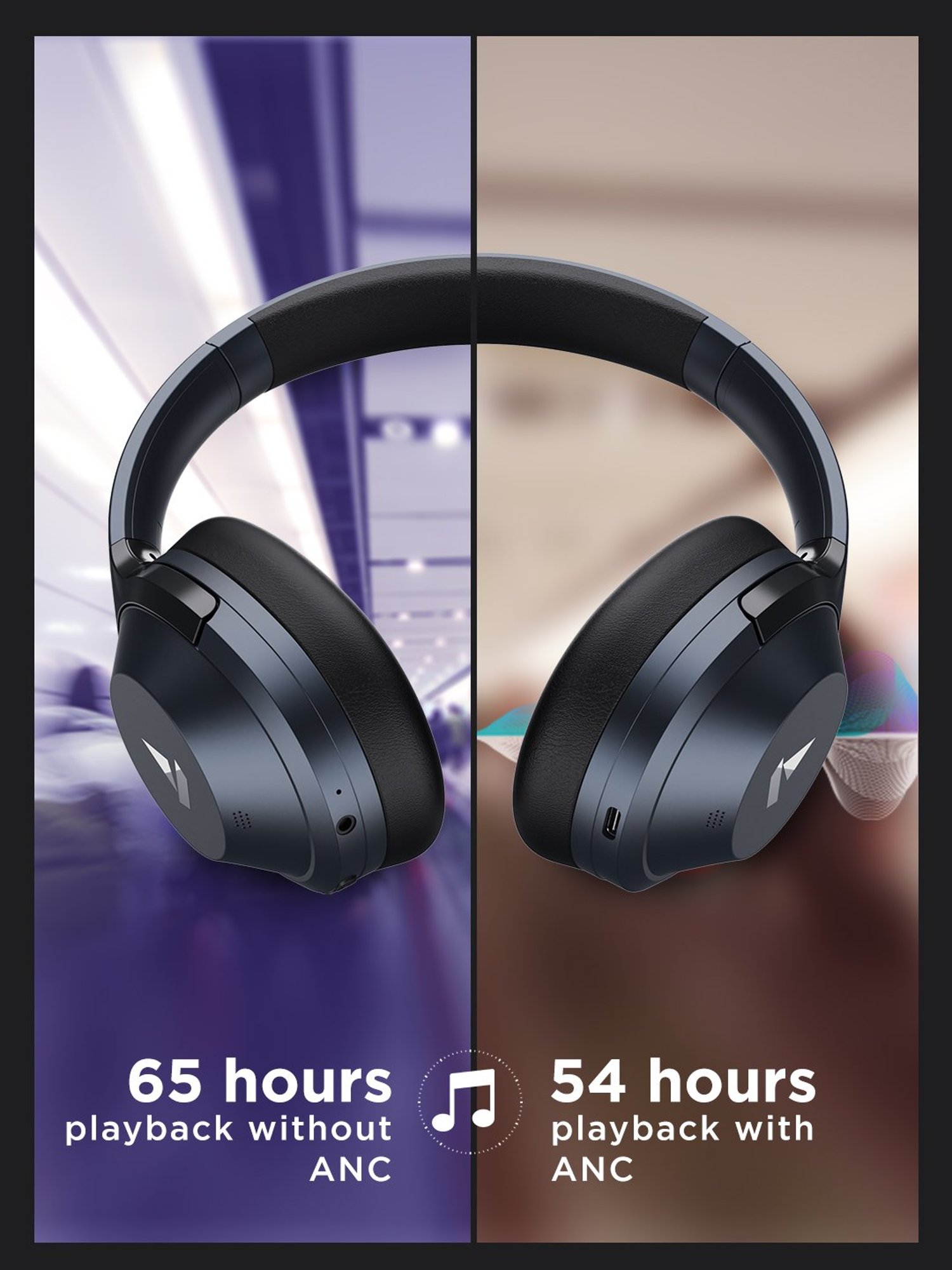 Boat Nirvanaa 751ANC T Headset with Hybrid Active Noise Cancellation & 65H Playback (Bold Blue)