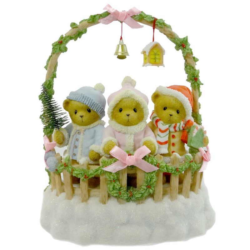 Cherished Teddies Cashley, Courtney & Caitlin Bear Christmas Picket Fence  -  Decorative Figurines