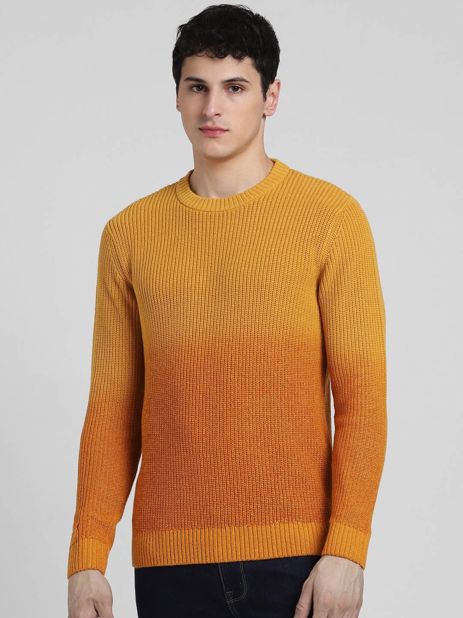 Jack & Jones Yellow Slim Fit Textured Sweater