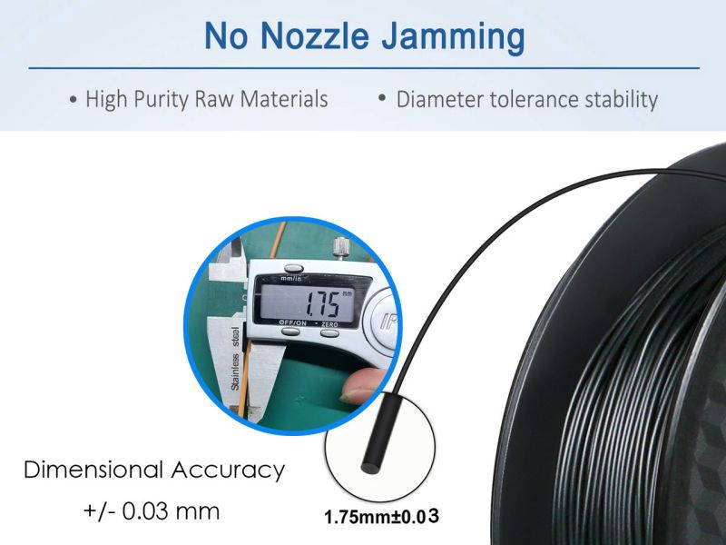 PLA 3D Printer Filament ,1.75mm with Dimensional Accuracy +/- 0.03mm,1 kg Spool,(2.2lbs),Fit Most 3D FDM Printer