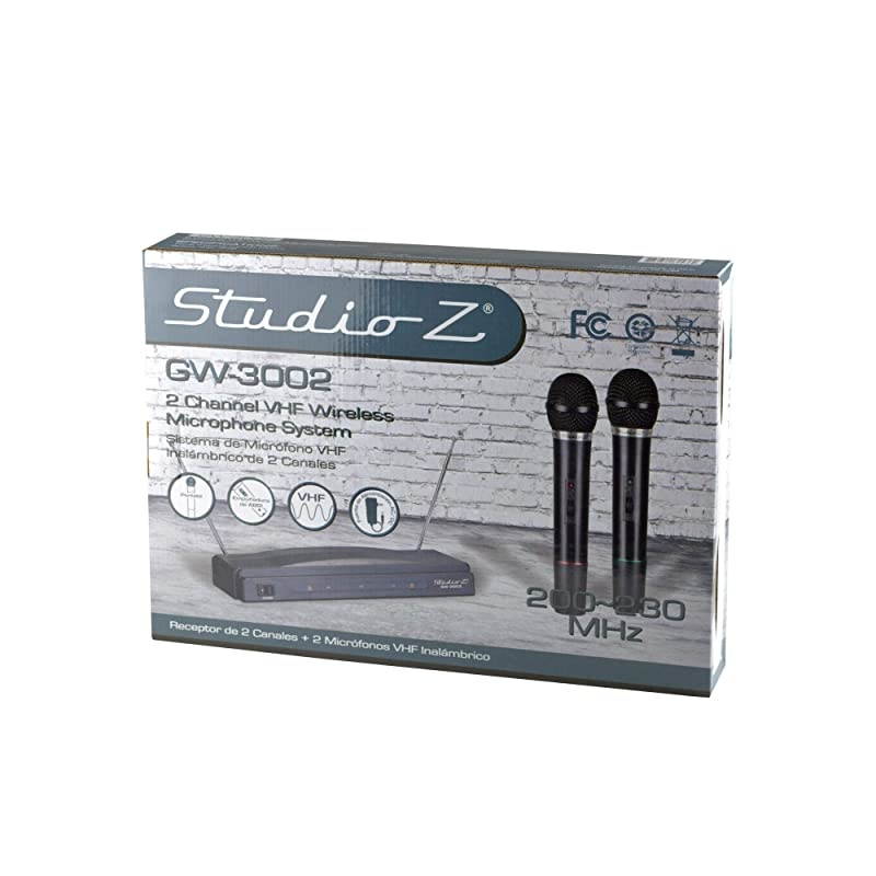 GW3002DM306 Dual FM Operation Wireless Microphone Transmitter Audio System with Receiver Black