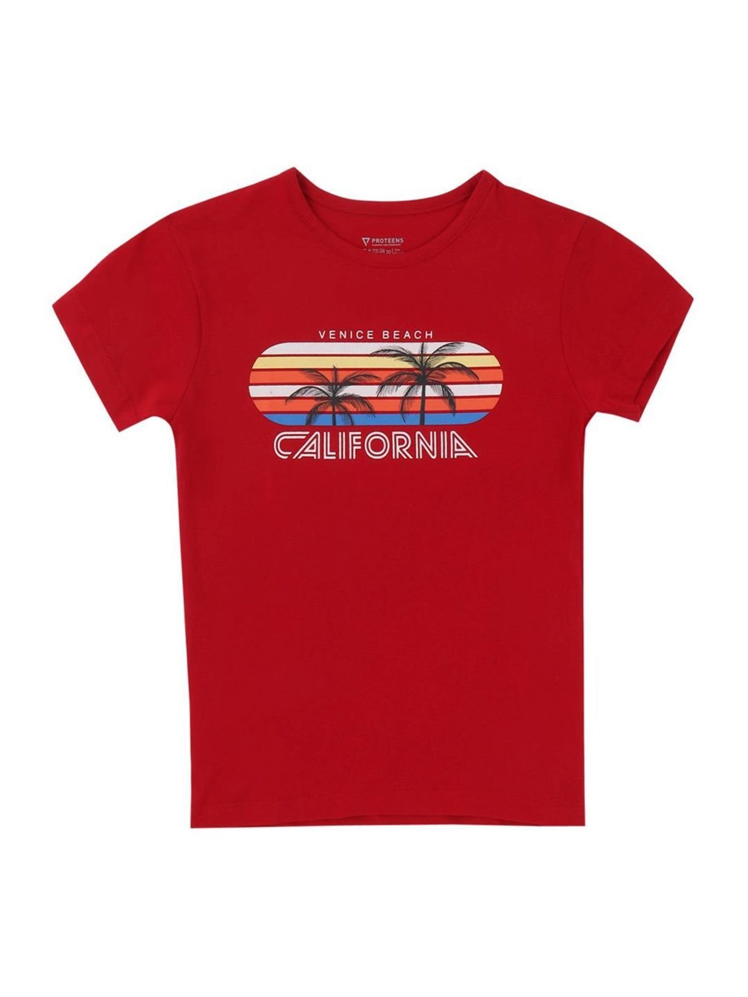 Proteens Kids Red Cotton Printed T-Shirt