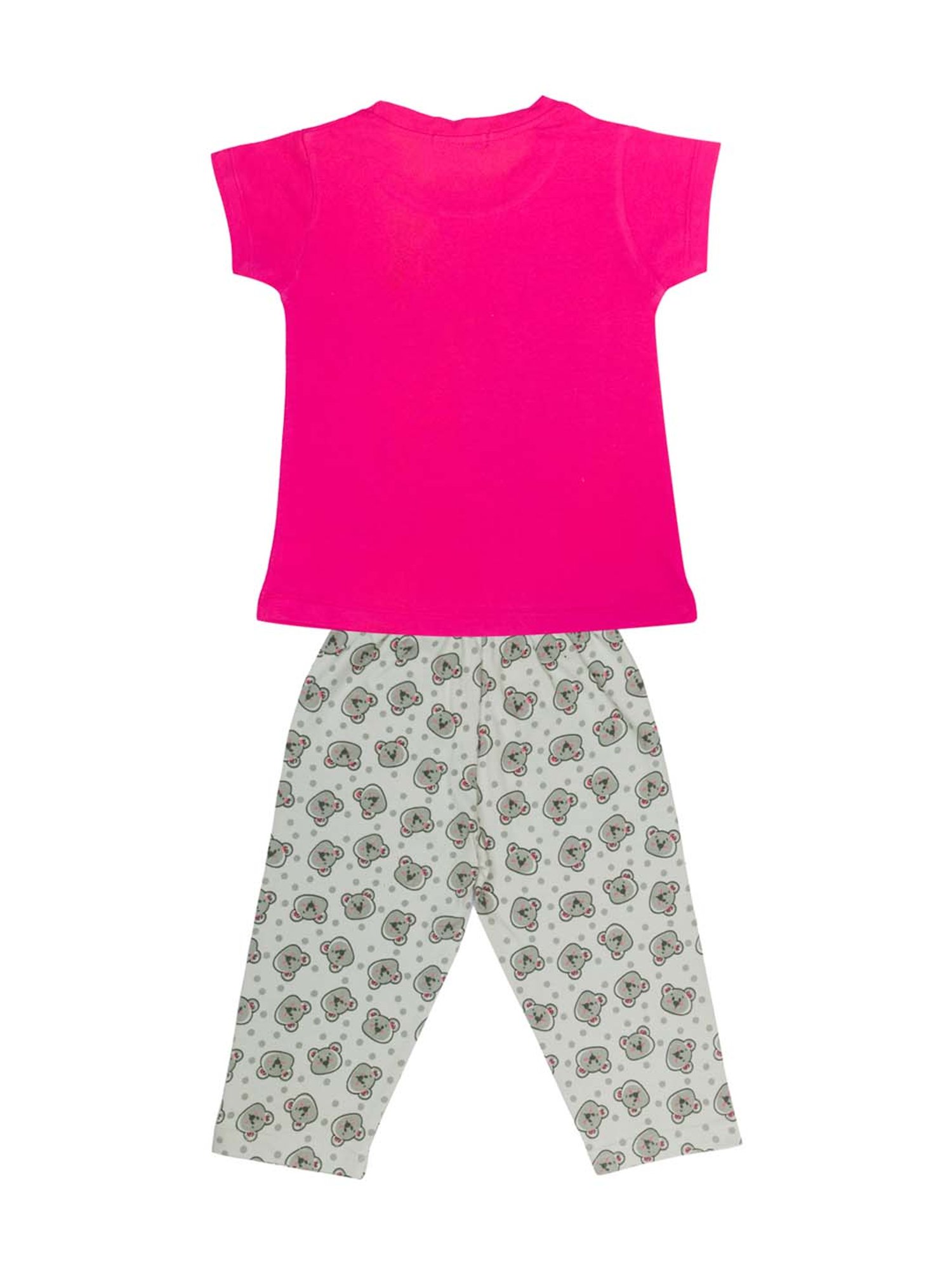 Todd N Teen Kids Pink & Green Cotton Printed T-Shirt & Capris - Pack of 2