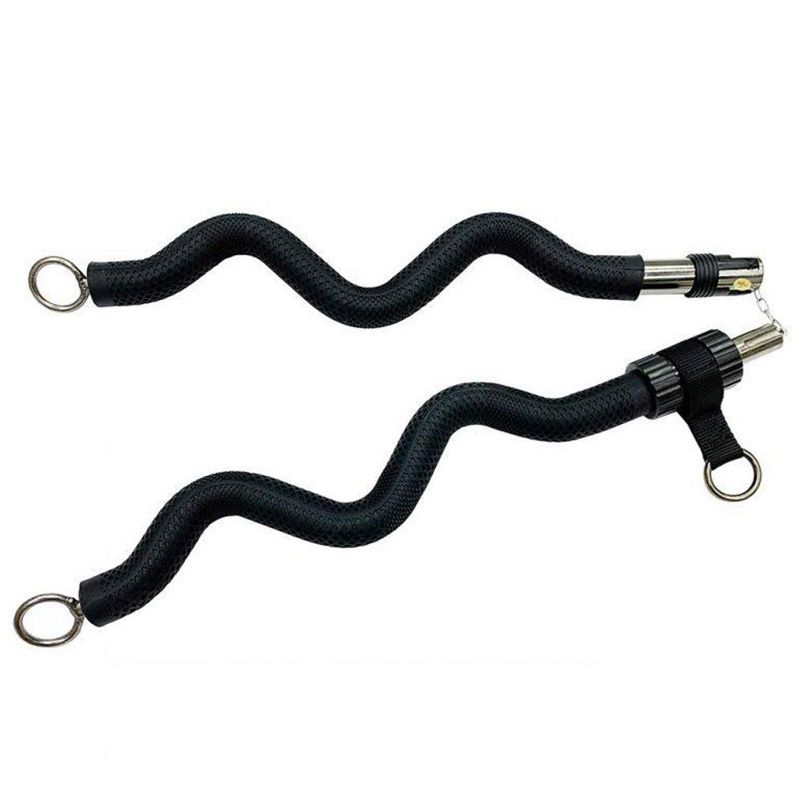 Bodylastics Collapsible Resistance Bands Curl Bar with Custom Molded Rubber Grip, 3 O Rings for Connection, and Carrying Bag, Black