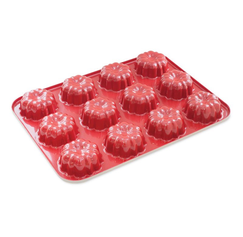 Nordic Ware 12-Cavity Bundt Cupcake Pan, Mini, Red