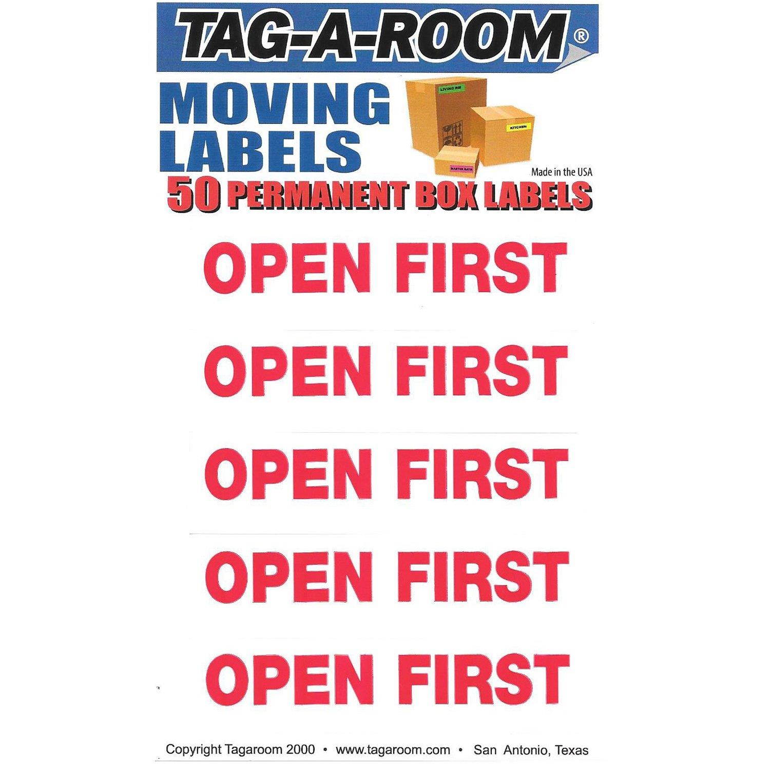 Tag-A-Room Open First Color Coded Moving Label (50 Count), Moving Supplies