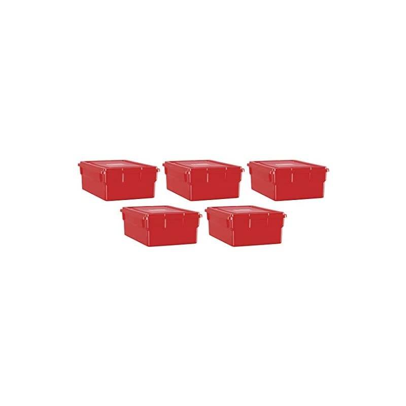 Storage Box with Lid - 16 x 11 x 6 inches - Red