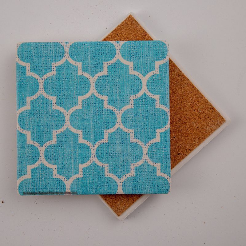 Thirstystone Blue Lattice & Island Ikat 4 Piece Occasions Coaster Set