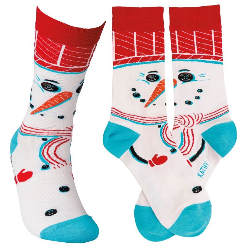 Apparel " Snowman Sock Button Eyes Carrot Nose  -  Socks