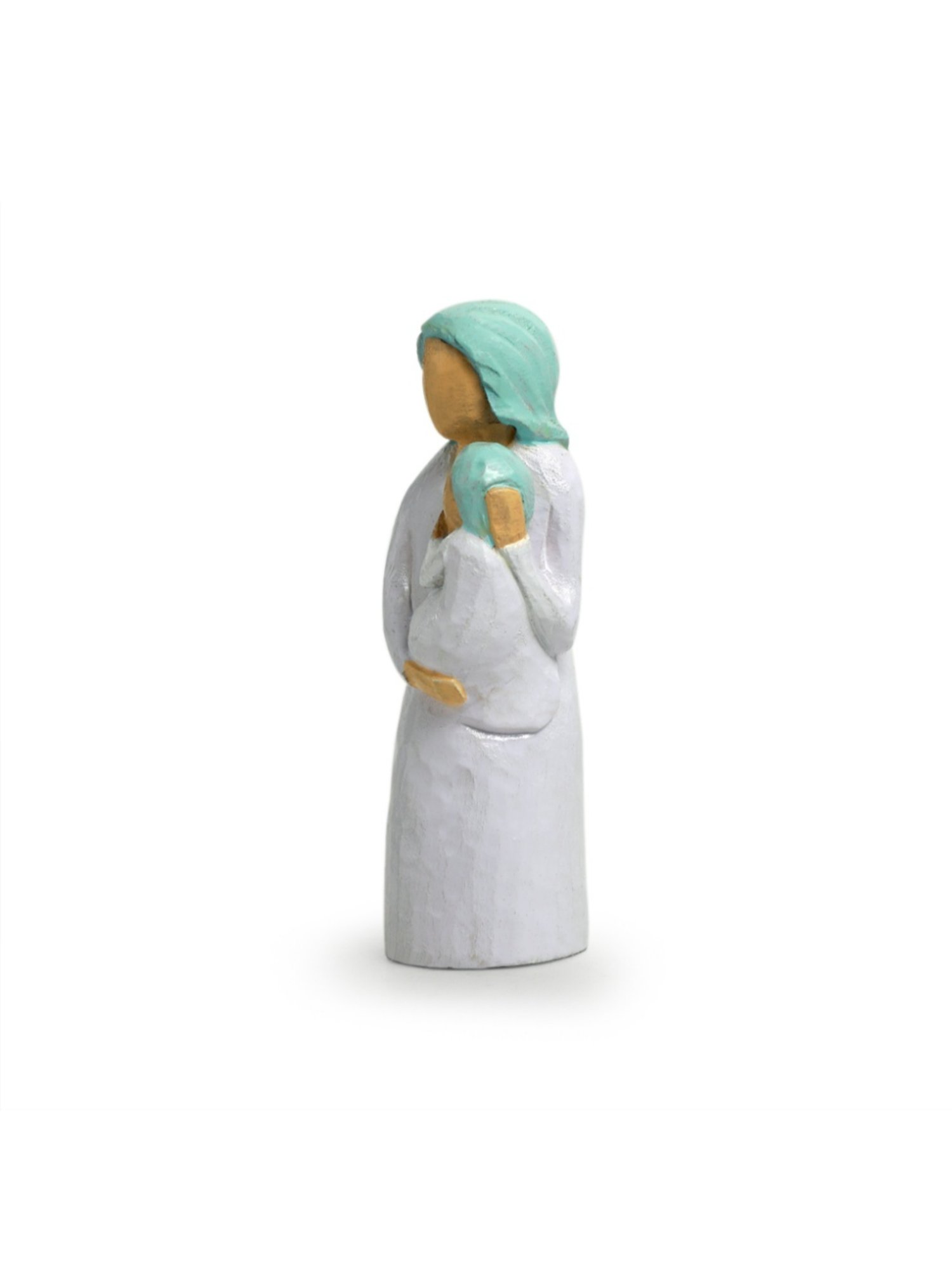 ExclusiveLane Hand-painted White & Light Blue Chedar Wood Pure Love Showpiece