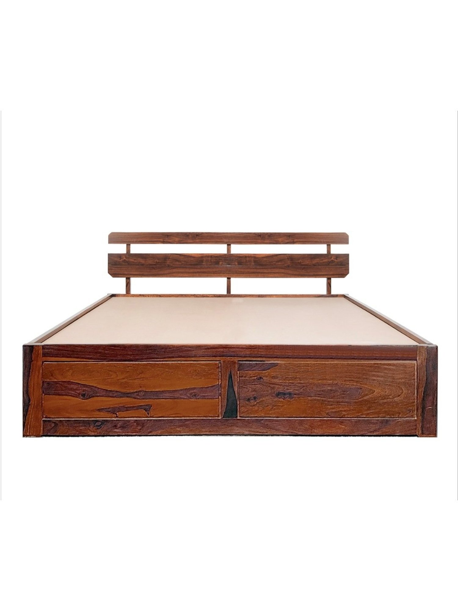 Duroflex Admire Brown Sheesham Wood With Storage Queen Bed in Honey Finish