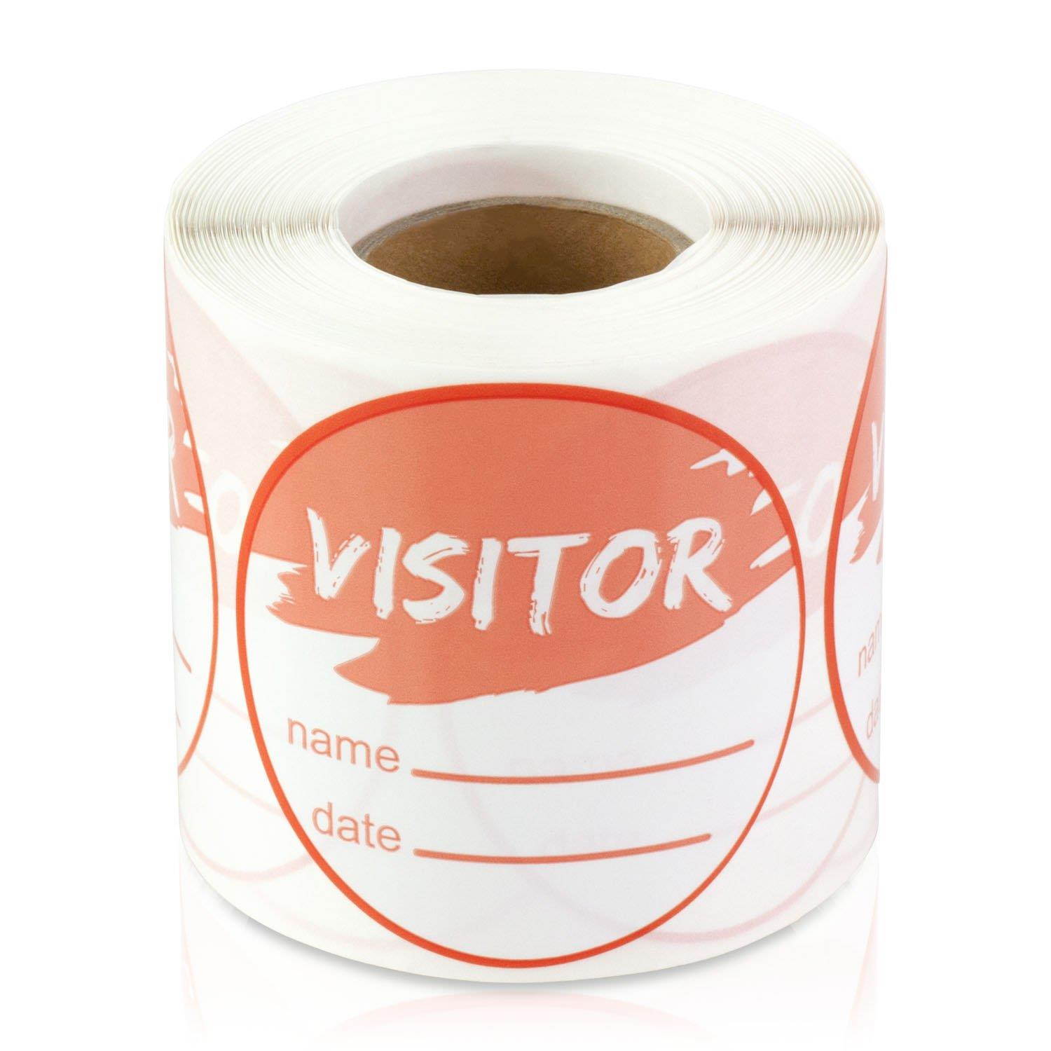 VISITOR 2" Round name / date Name Tag Badge Identification ID Labels Stickers (Orange / 300 labels per roll / 4 rolls)
