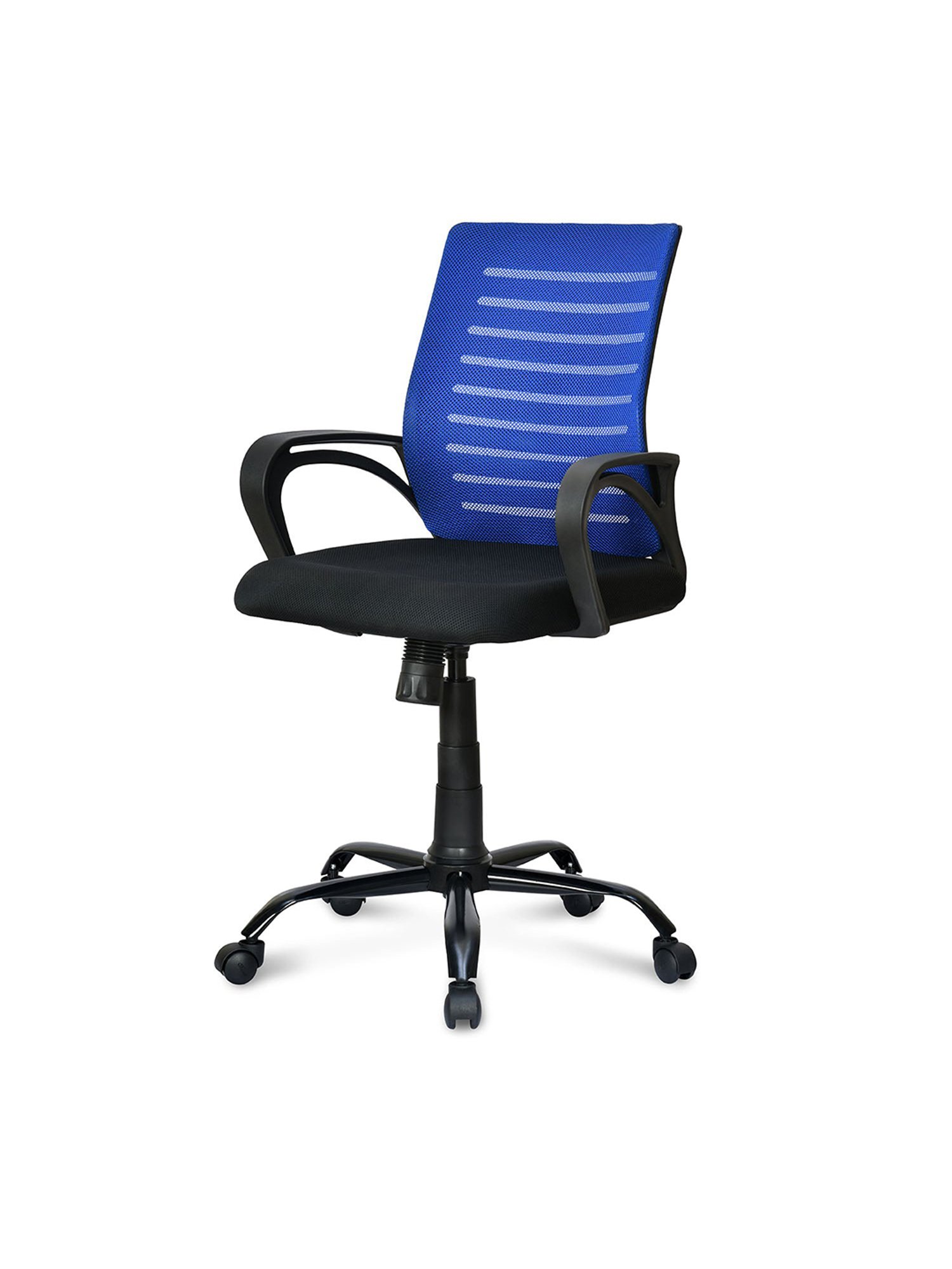 Nilkamal Giza Blue & Black Fabric Ergonomic Mid Back Office Chair with Height Adjustable