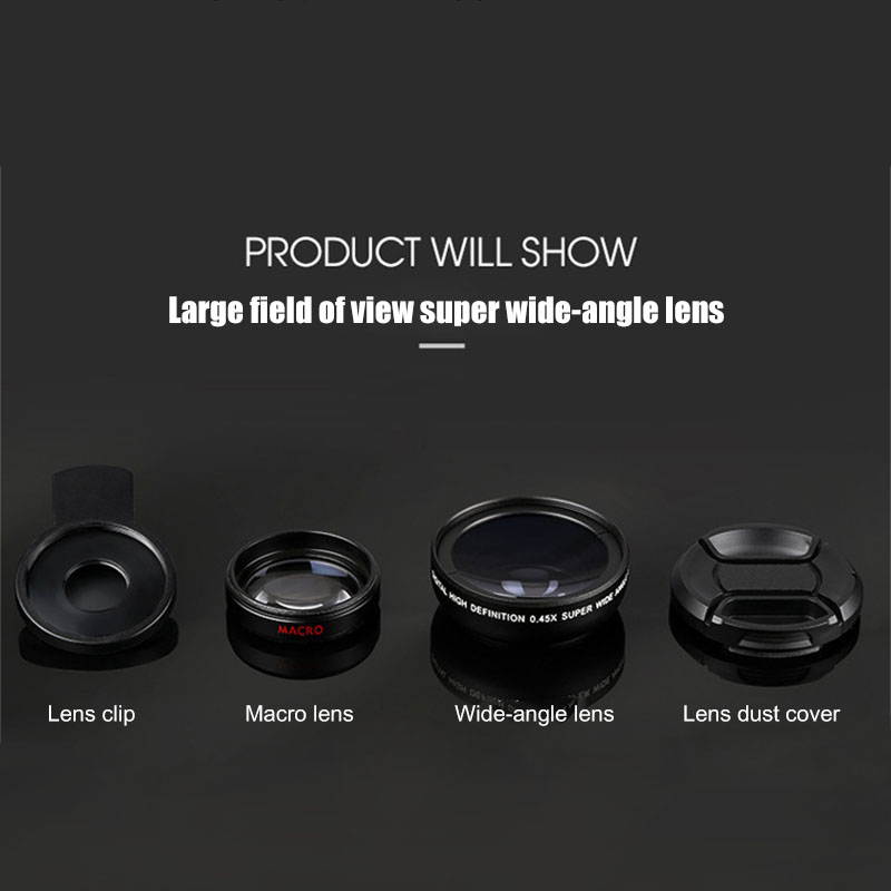2 in 1 0.45X Lens Wide Angle 12.5X Macro Professional Lens HD Phone Camera Lens For IPhone 8 7 6S Plus for Xiaomi Samsung