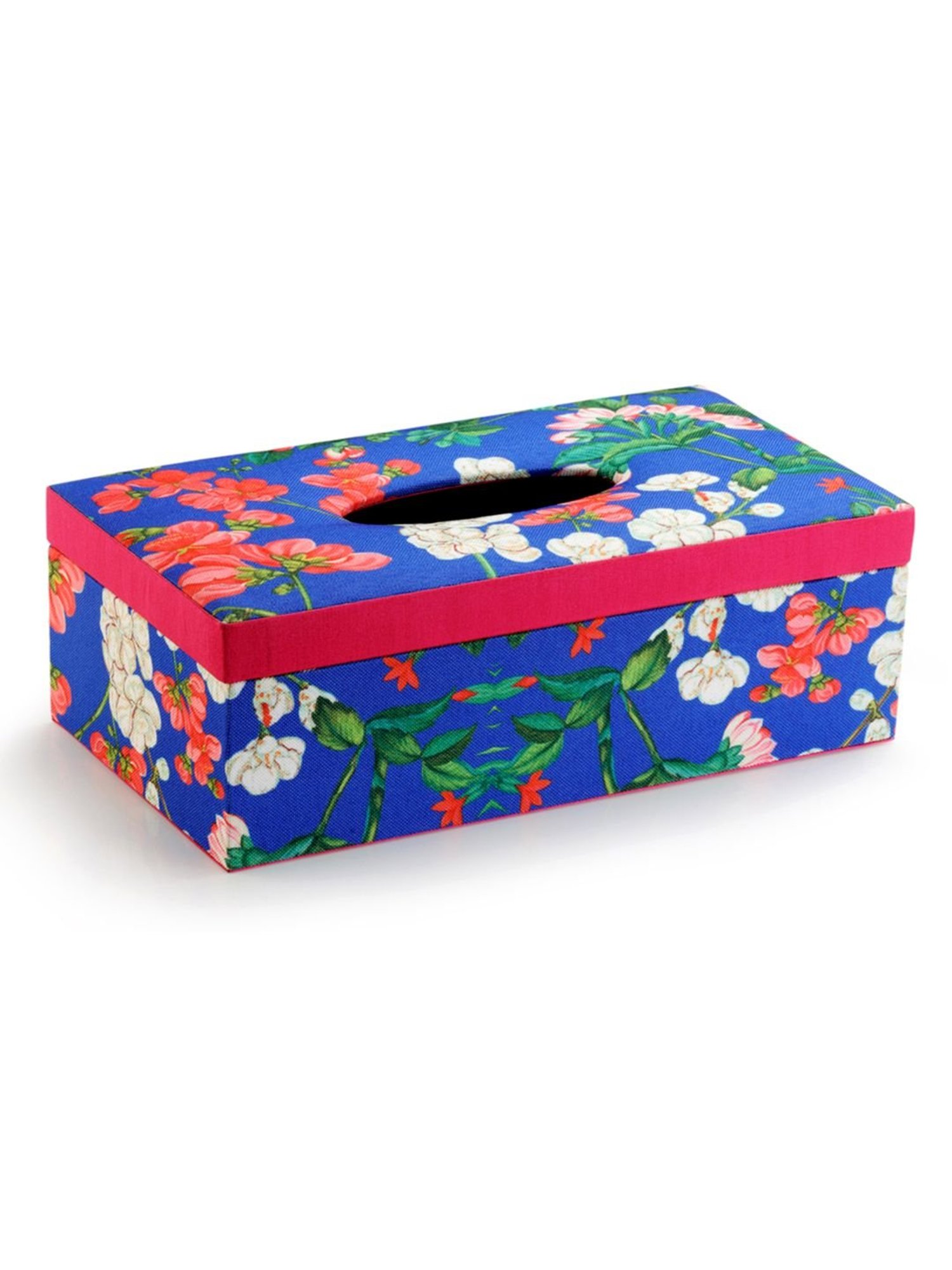 SEJ by Nisha Gupta Blue Wooden Tissue Paper Box Holder - Set of 1