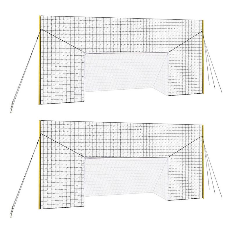 Open Goaaal JX-OGFJ3 Adjustable Soccer Practice Net Rebounder Backstop with Training Goal, Junior Size (2 pack)