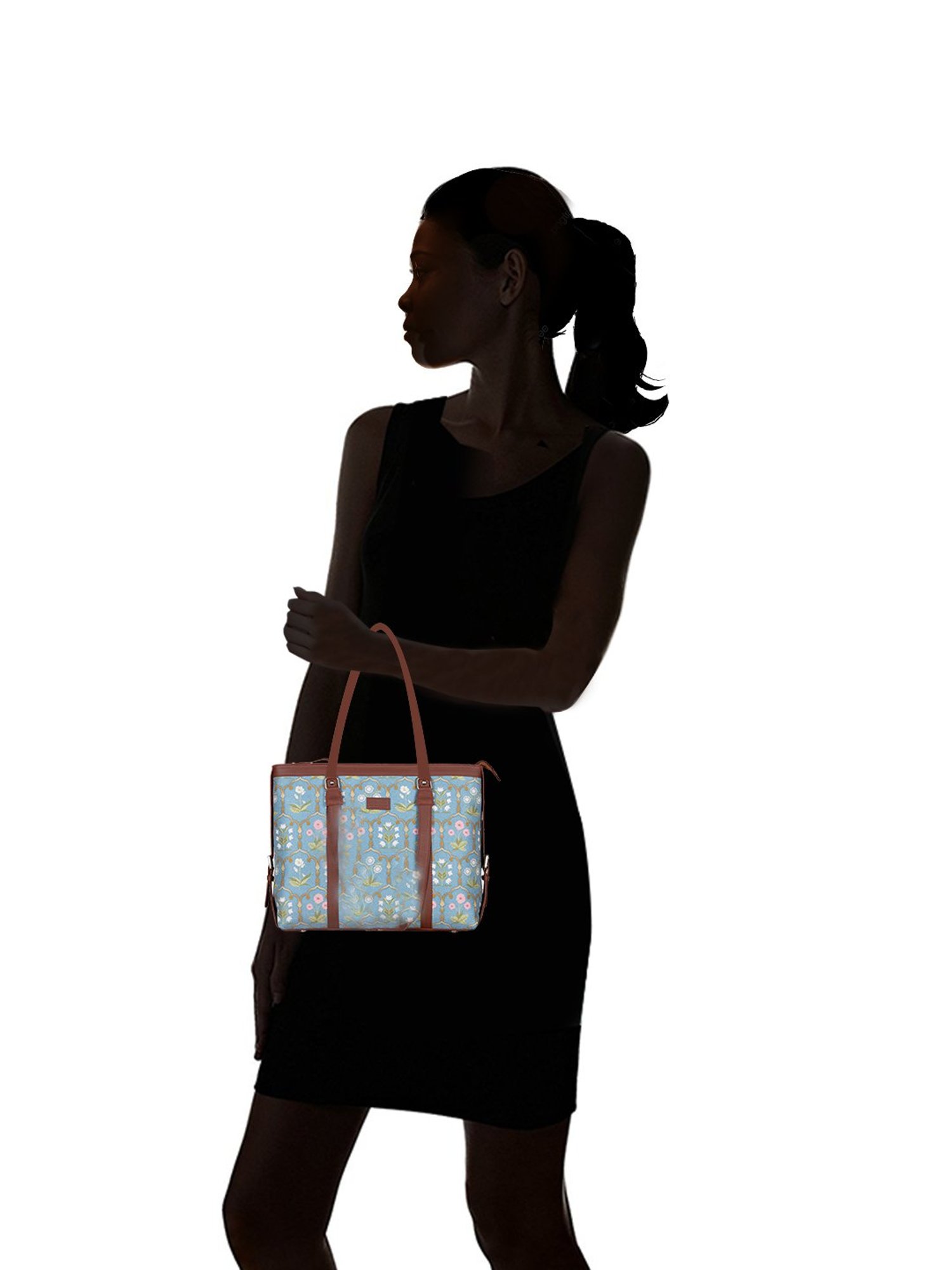 Blue Printed Office Bag for Women suitable for 15.6 Inch Laptop