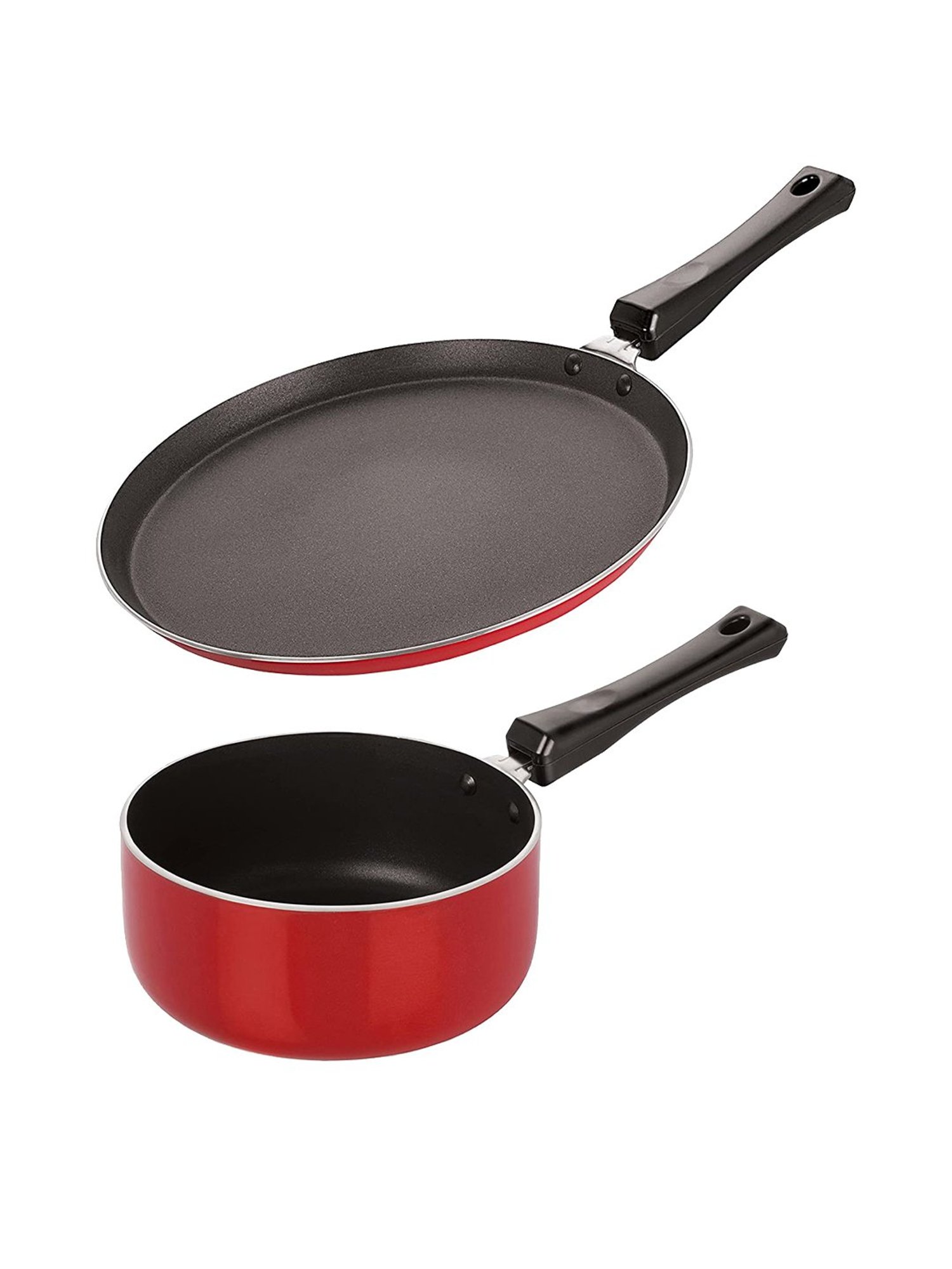 Nirlon Non-Stick Red Aluminium Kitchenware Item Tawa & Sauce Pan Combo Set