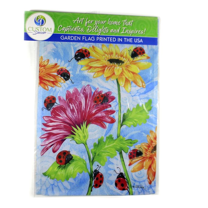 Home & Garden 18.0" Ladybugs & Flowers Garden Flag Summer Custom Decor  -  Flags