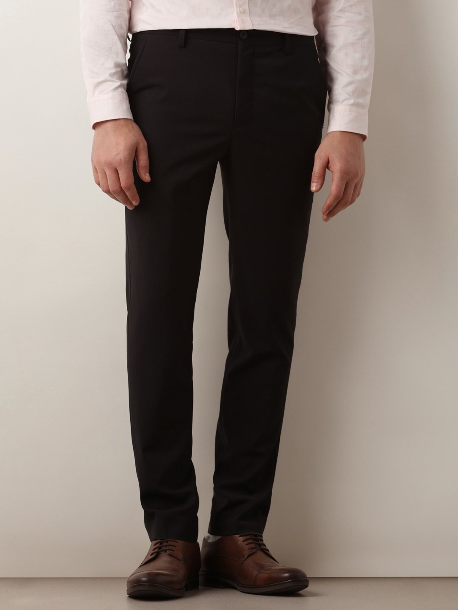 SELECTED HOMME Black Slim Fit Flat Front Trousers