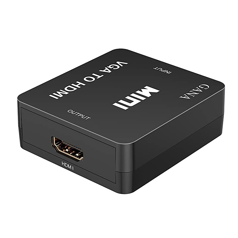 VGA to HDMI  1080P Full HD Mini VGA to HDMI Audio Video Converter Adapter Box with USB Cable and 35mm Audio Port Cable Support HDTV for PC Laptop Display Computer Mac Projector Black