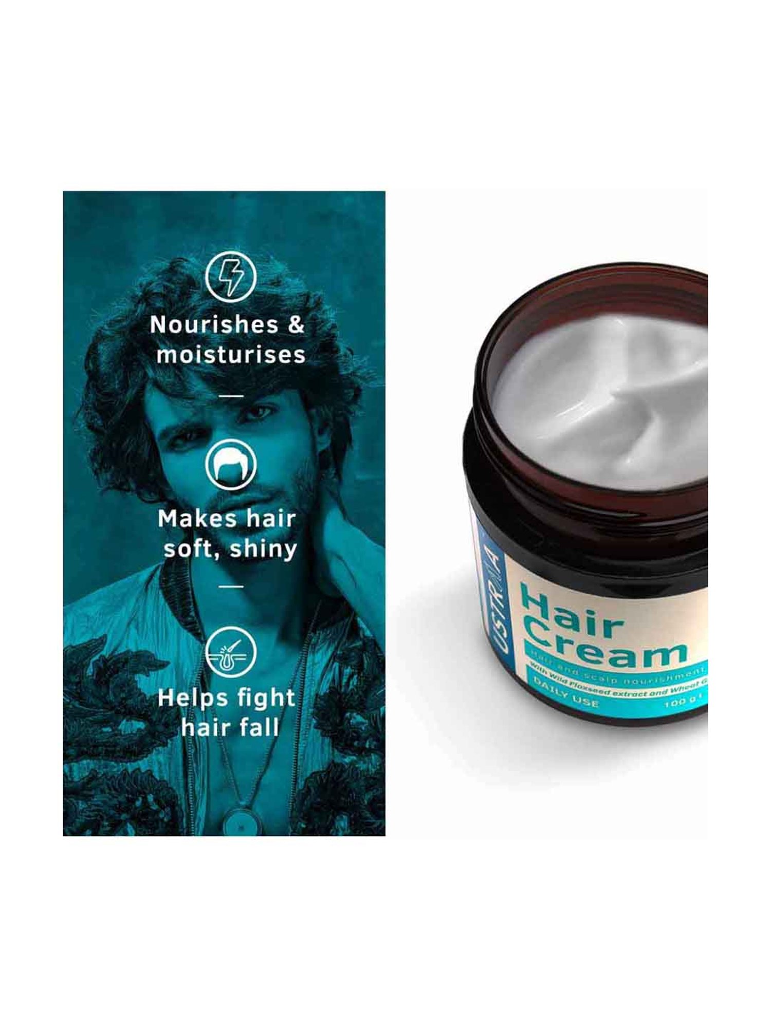 Ustraa Night Cream - De-tan and Anti-aging - 50 gm & Daily Use Hair Cream - 100 gm