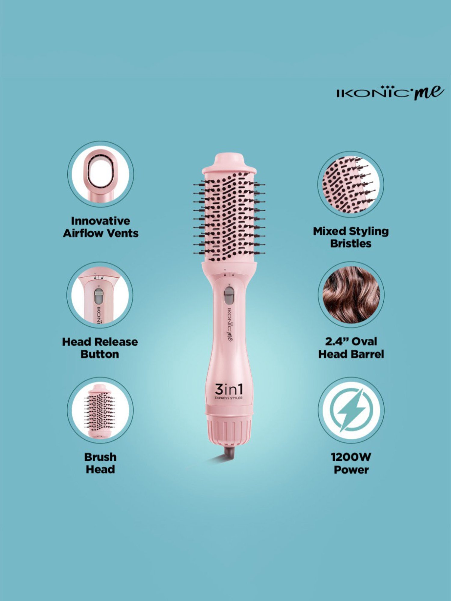 Ikonic Me 3 In 1 Express Styler - Pink