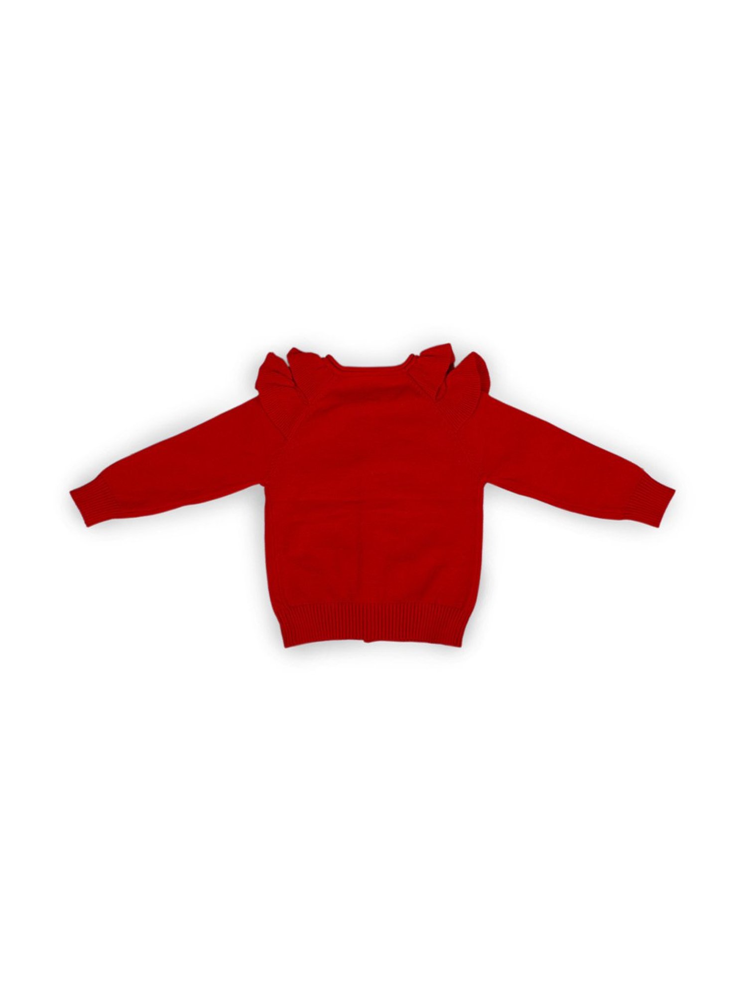 Baby Moo Kids Red Regular Fit Full Sleeves Sweater