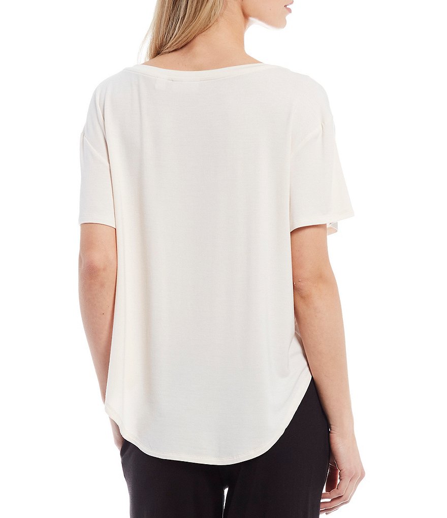 VAN WINKLE & CO. Solid Knit Short Sleeve V-Neck Sleep Tee