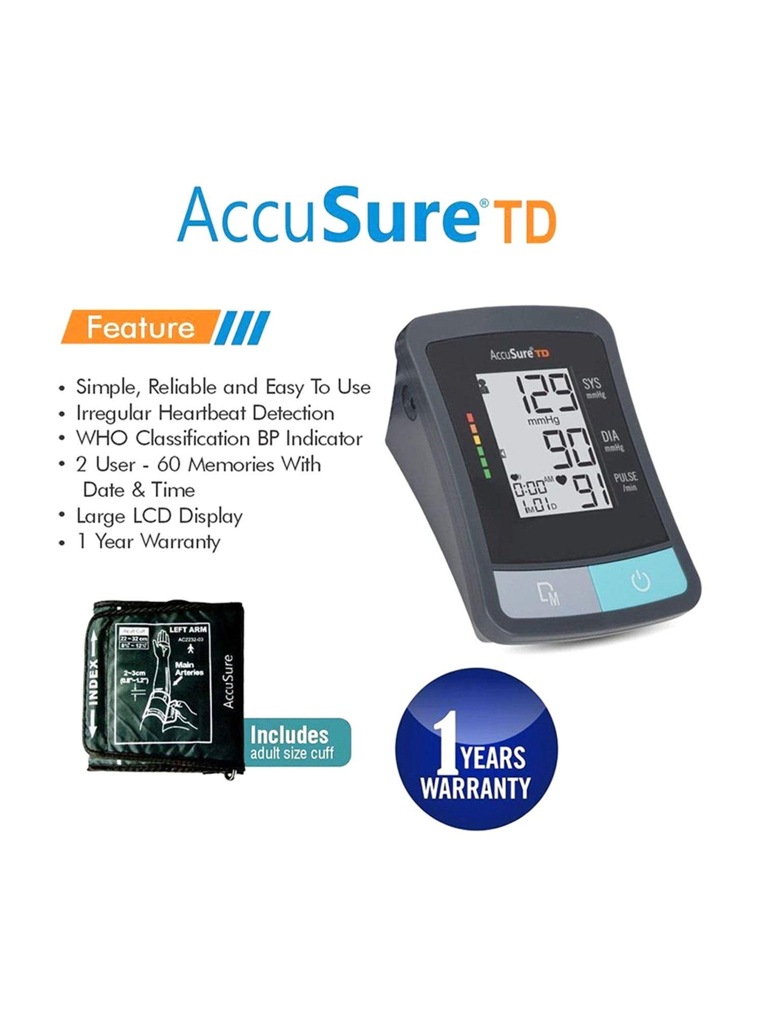 AccuSure TD Blood Pressure Monitor (Black)