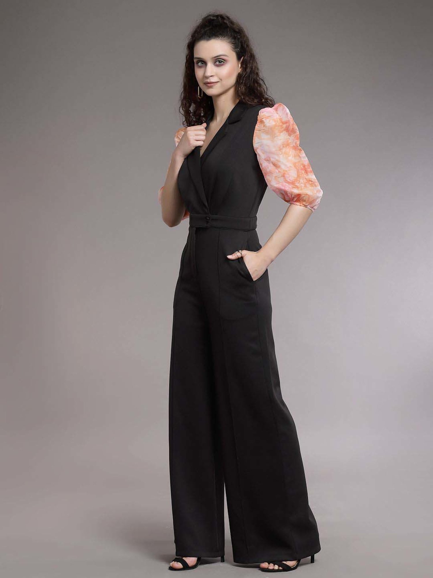 KASSUALLY Black Plain Jumpsuit