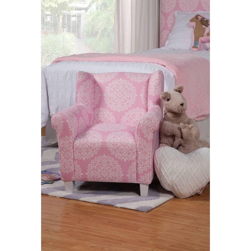 Kids' Medallion Print Chair Pink - HomePop