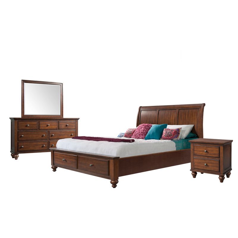 4pc King Channing Storage Bedroom Set Cherry - Picket House Furnishings