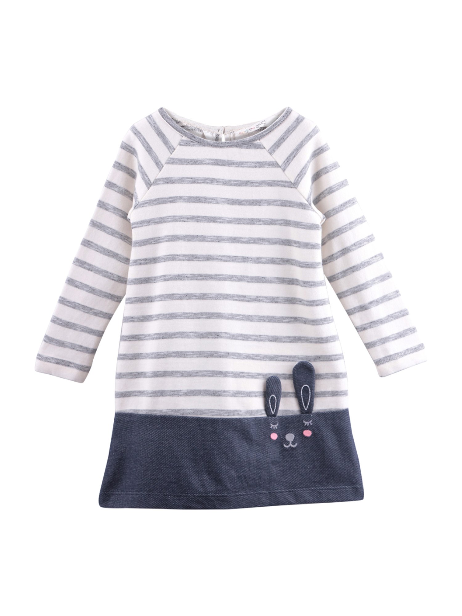 Beebay Kids Off White Cotton Striped Dress