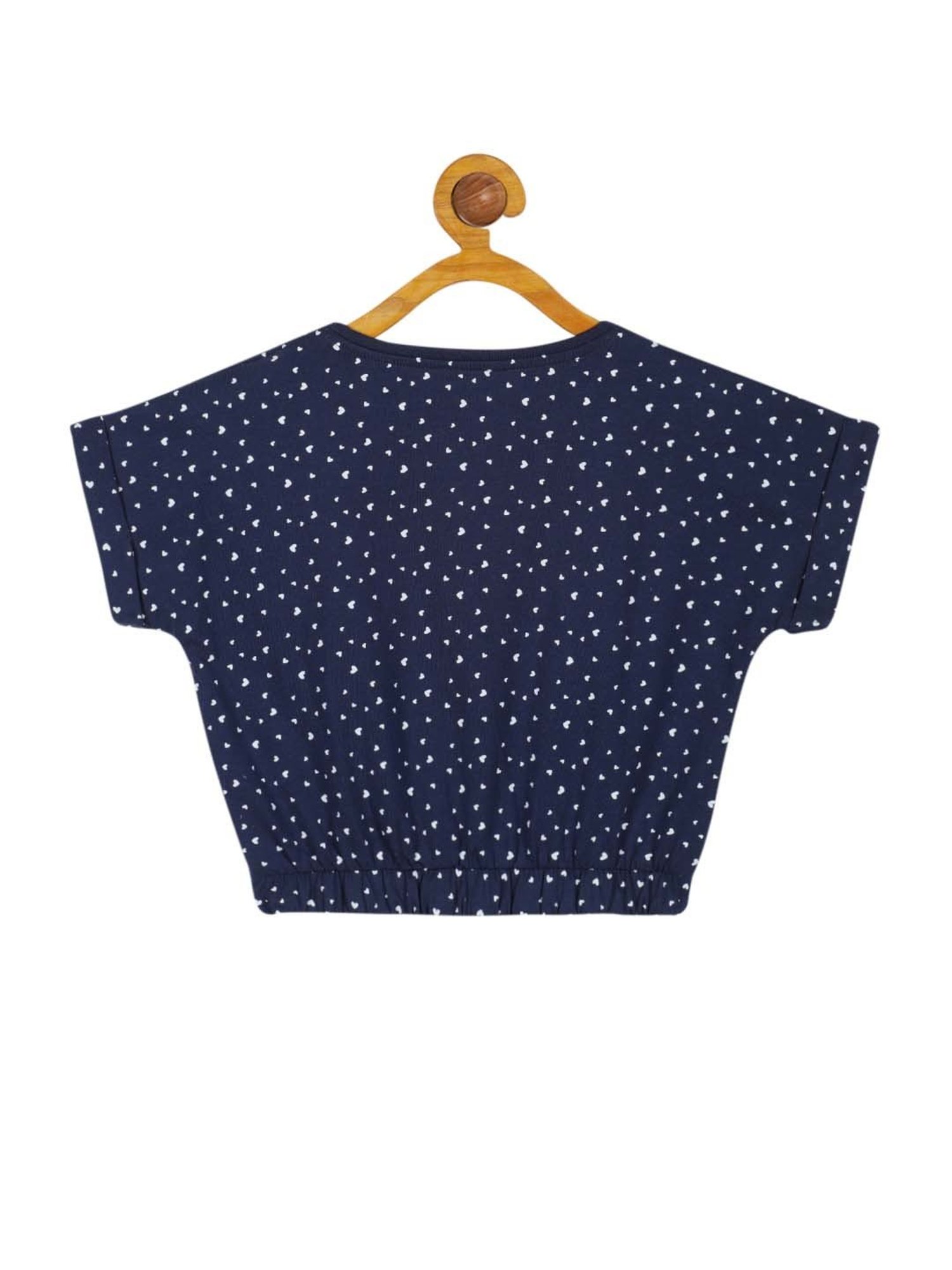 Plum Tree Kids White & Navy Cotton Printed Crop Top (Pack of 2)
