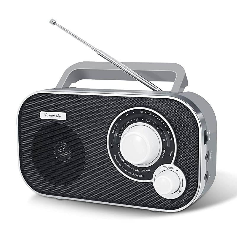 Portable AM FM Radio with Great Reception Battery Operated Radio AC Outlet Powered Radios with Headphone Jack Handheld Transistor Radios Small Gifts for Seniors Emergency Indoor Outdoor