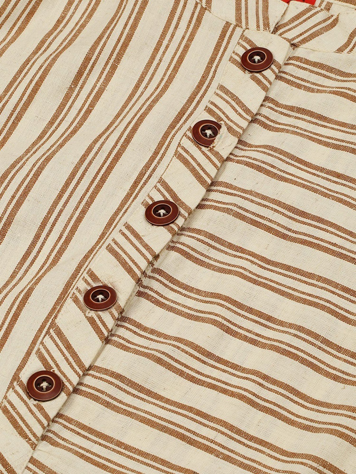 Cottinfab Beige Striped Cotton Top