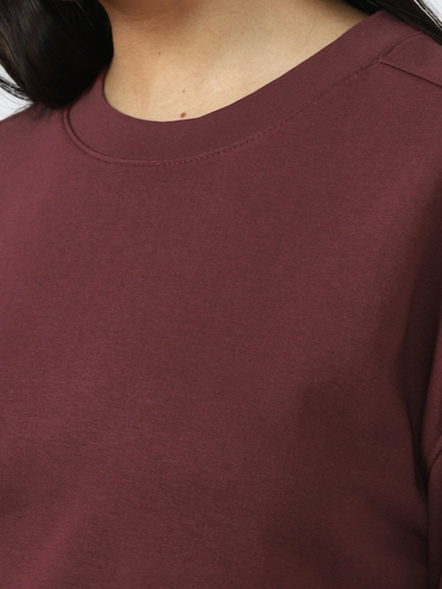 Forever 21 Maroon Round Neck Pullover