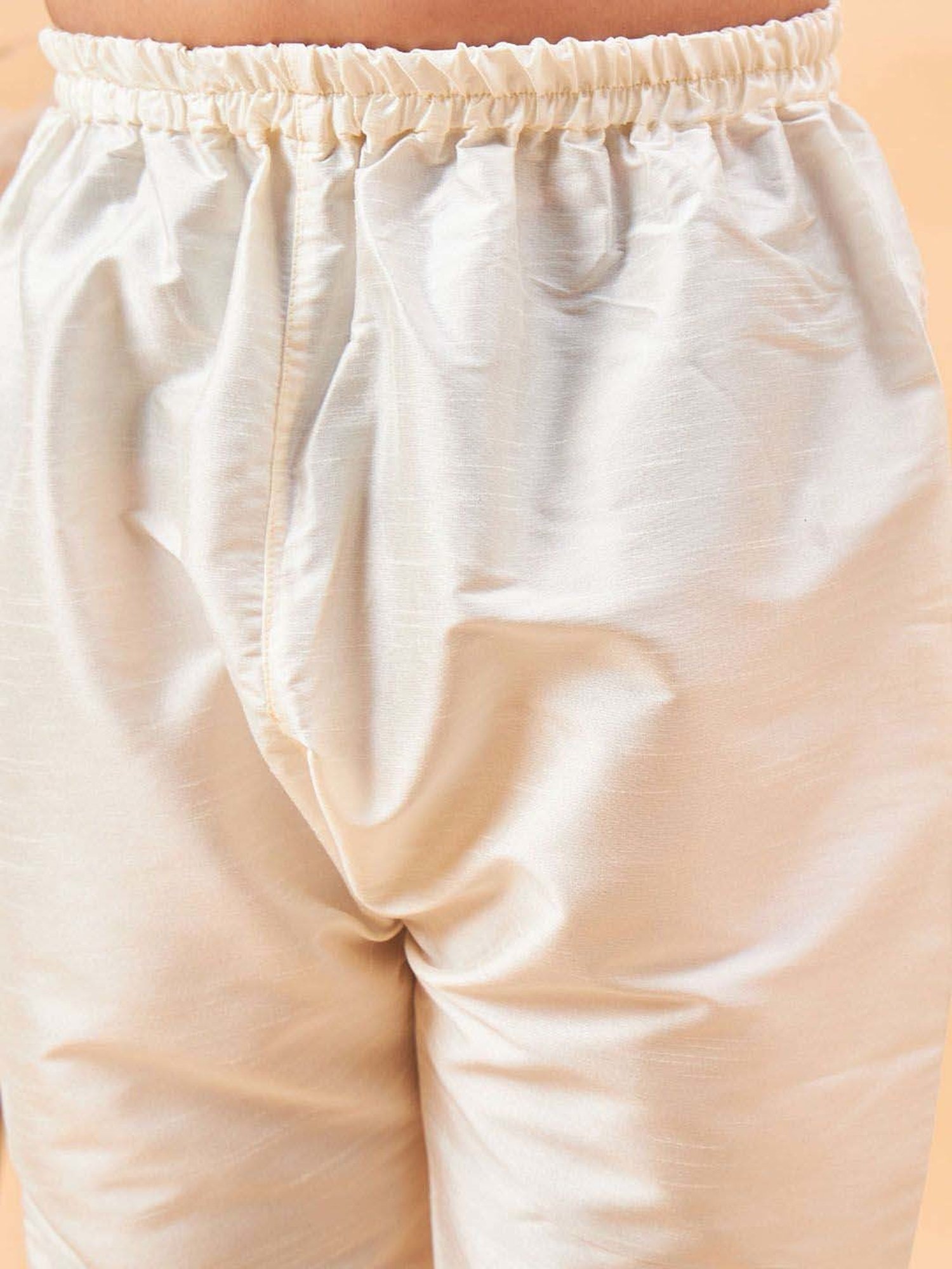 VASTRAMAY Boys White & Beige Self Full Sleeves Kurta Sets