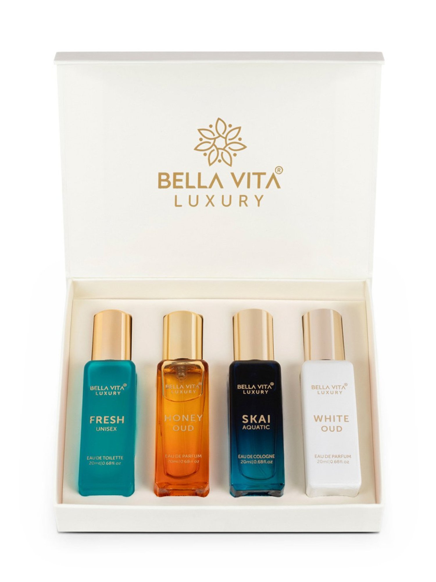 Bella Vita Organic Luxury Perfume Gift Set for Men & Women - Pack of 4