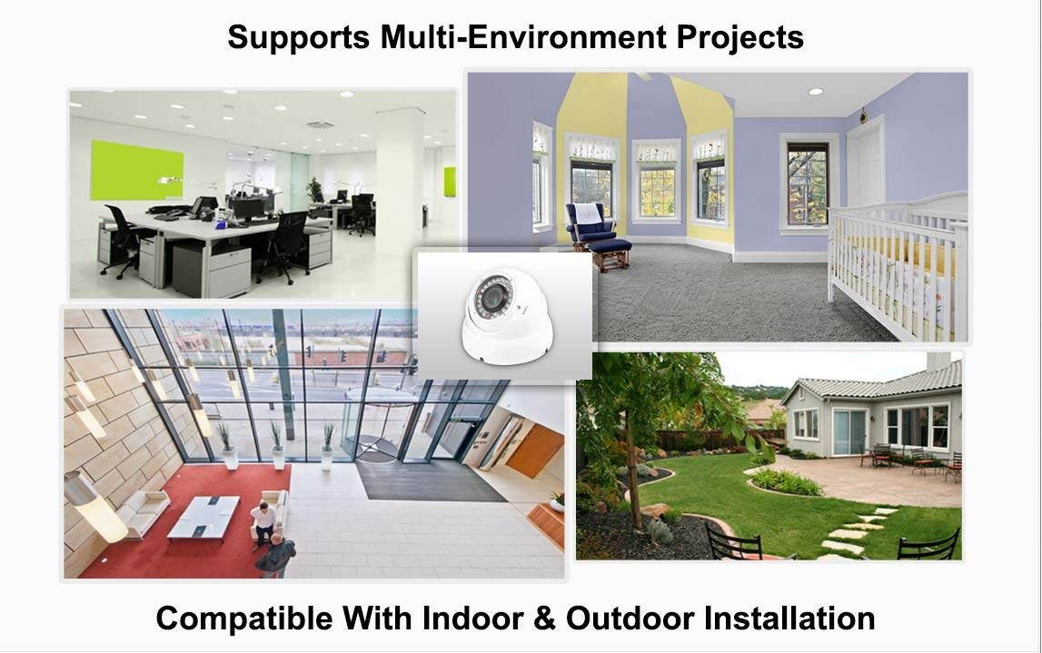 Evertech 4 Pcs. high Definition HD 1080p Night Vision Manual Zoom Outdoor Indoor Security Dome Camera